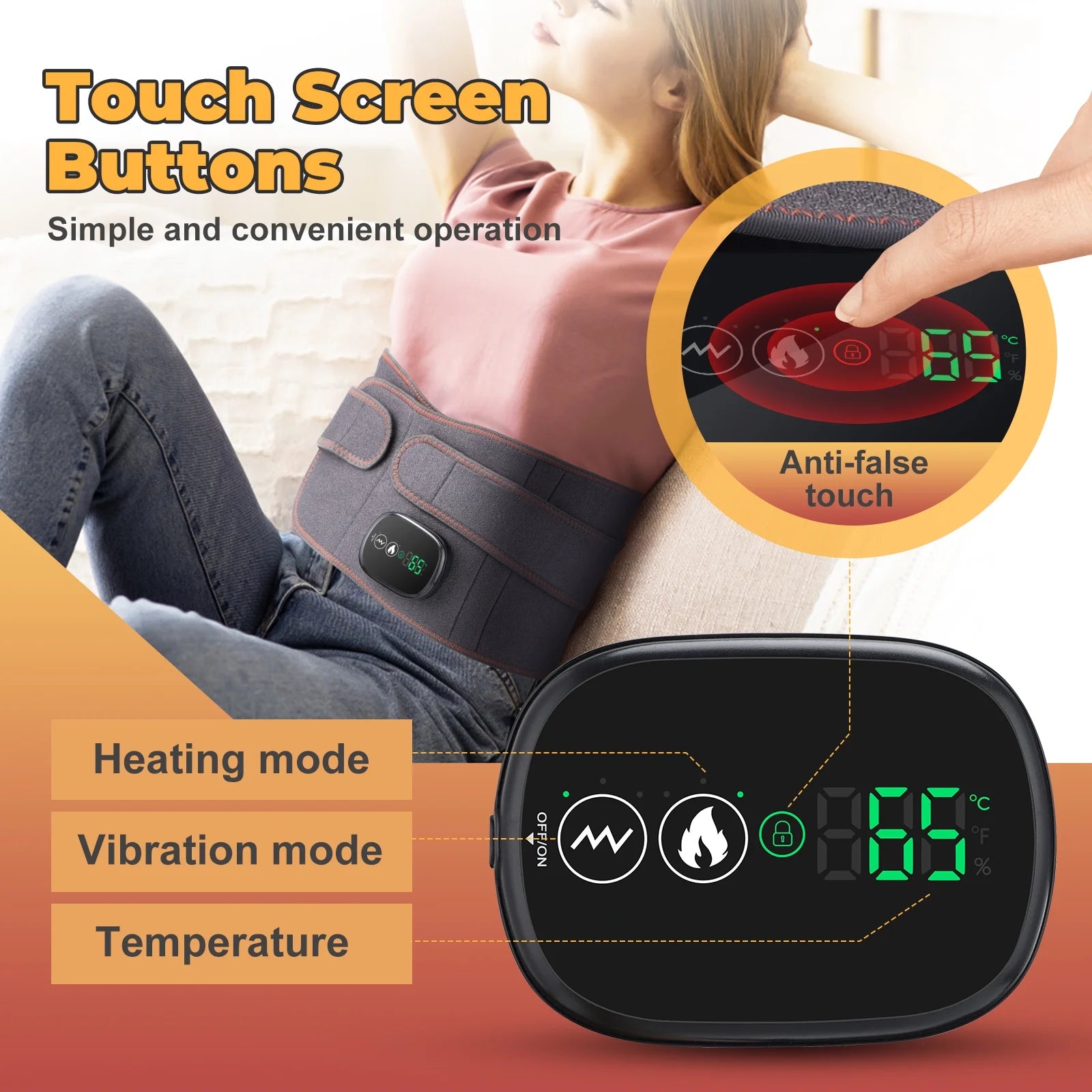 Flaremore Cordless Heating Pad with Massager for Back,Portable Lower Back Massager Red Light Waist Belt 5000Mah 46*8 in Gray