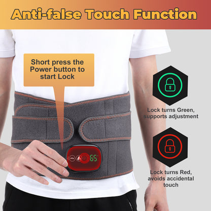 Flaremore Cordless Heating Pad with Massager for Back,Portable Lower Back Massager Red Light Waist Belt 5000Mah 46*8 in Gray