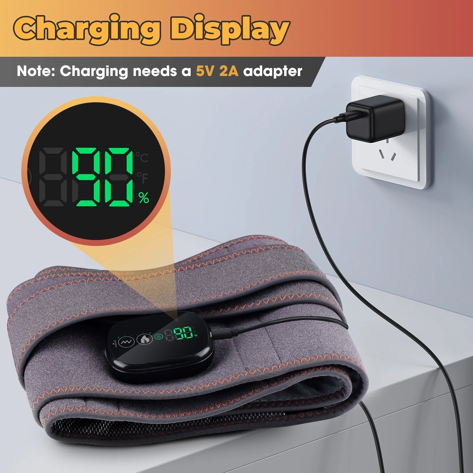 Flaremore Cordless Heating Pad with Massager for Back,Portable Lower Back Massager Red Light Waist Belt 5000Mah 46*8 in Gray