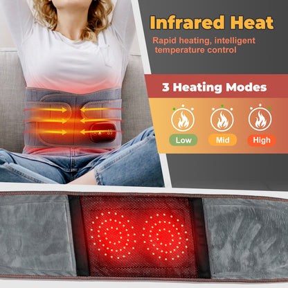 Flaremore Cordless Heating Pad with Massager for Back,Portable Lower Back Massager Red Light Waist Belt 5000Mah 46*8 in Gray